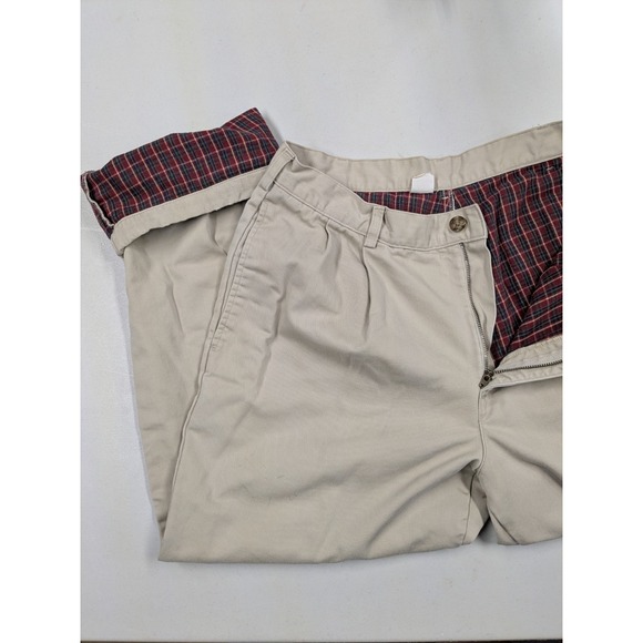 LL Bean Double L Flannel-Lined Pants Men's 36x29 Khaki Chino Beige Workwear A068 - Picture 1 of 9